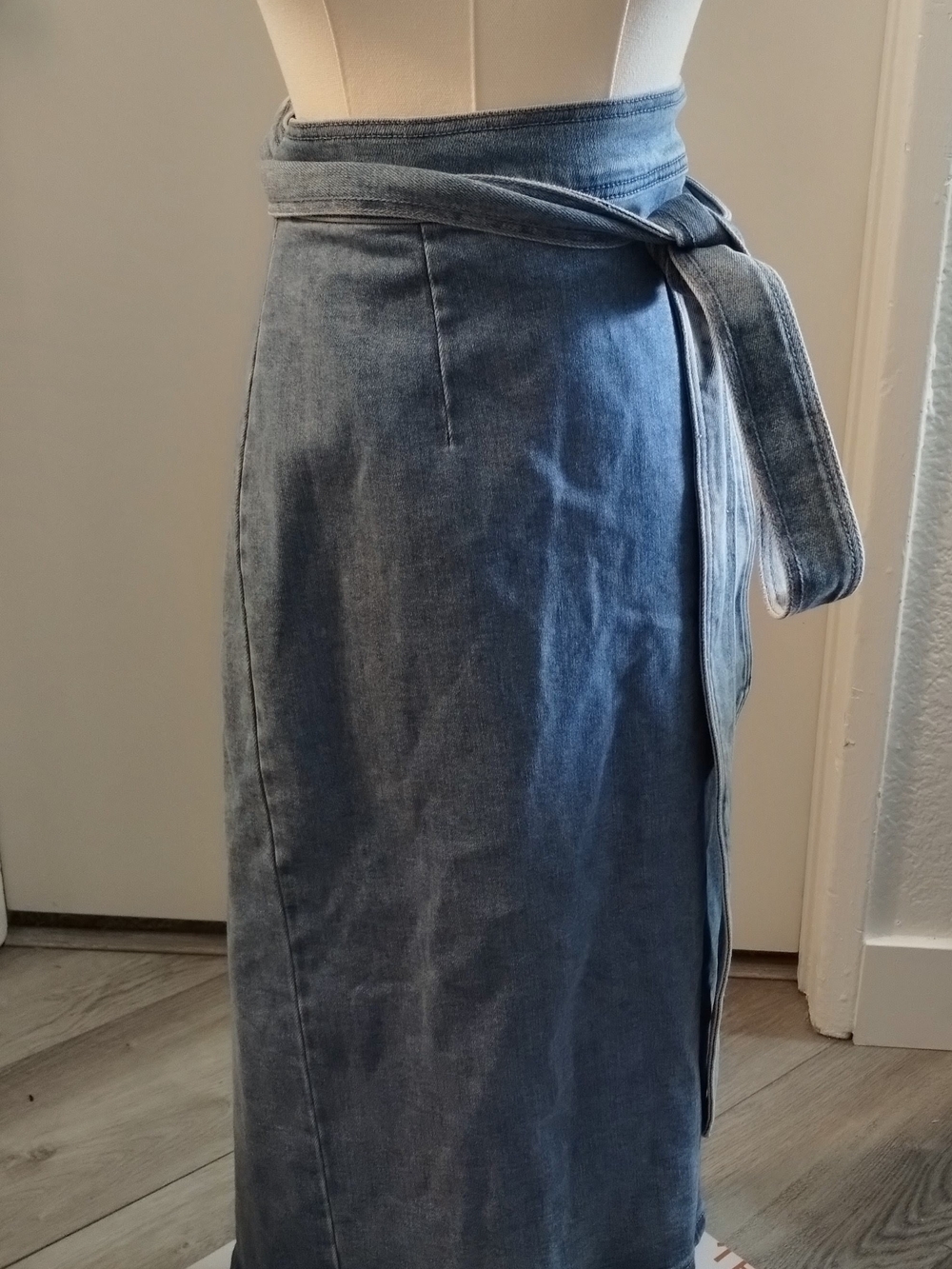 Vici Light Blue Denim Wrap Midi Skirt